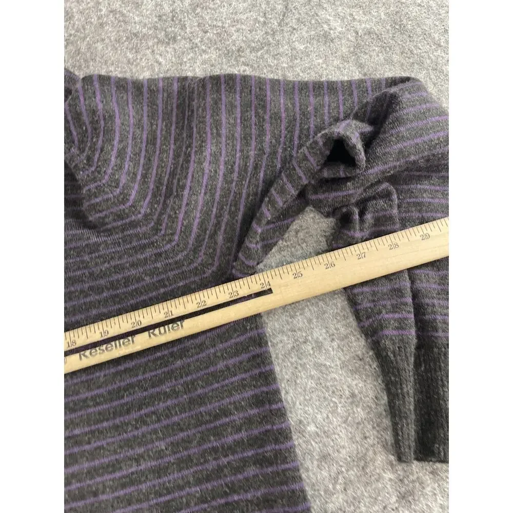 Alan Flusser Sweater Mens Extra Large Black Wool Striped Purple Pullover N142
